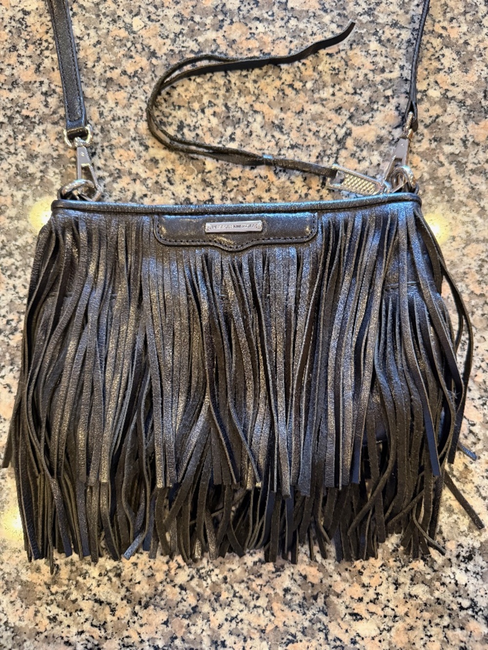 Rebecca Minkoff Black Leather Fringe crossbody bag